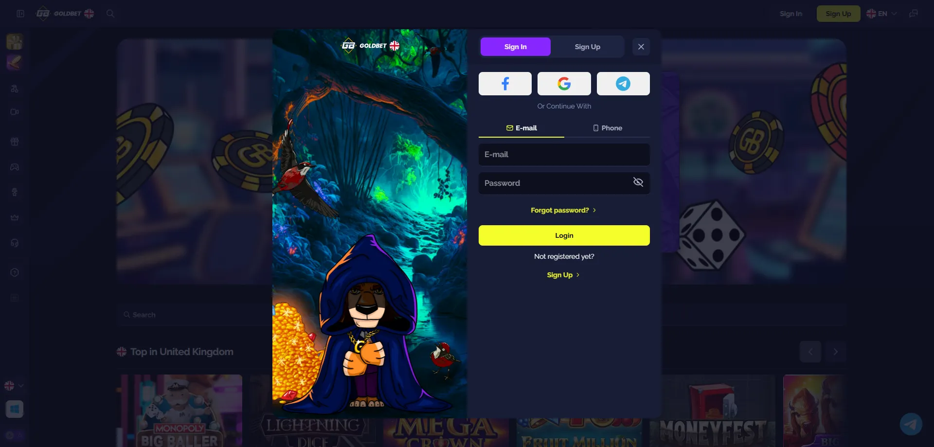Goldbet Casino login page — goldbet com login and account management