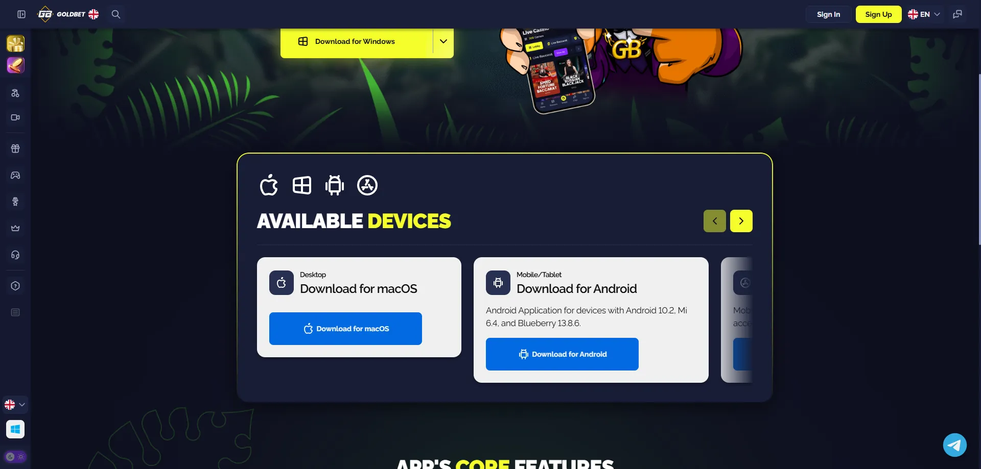 Goldbet Casino mobile app download — Android APK and iOS India 2026