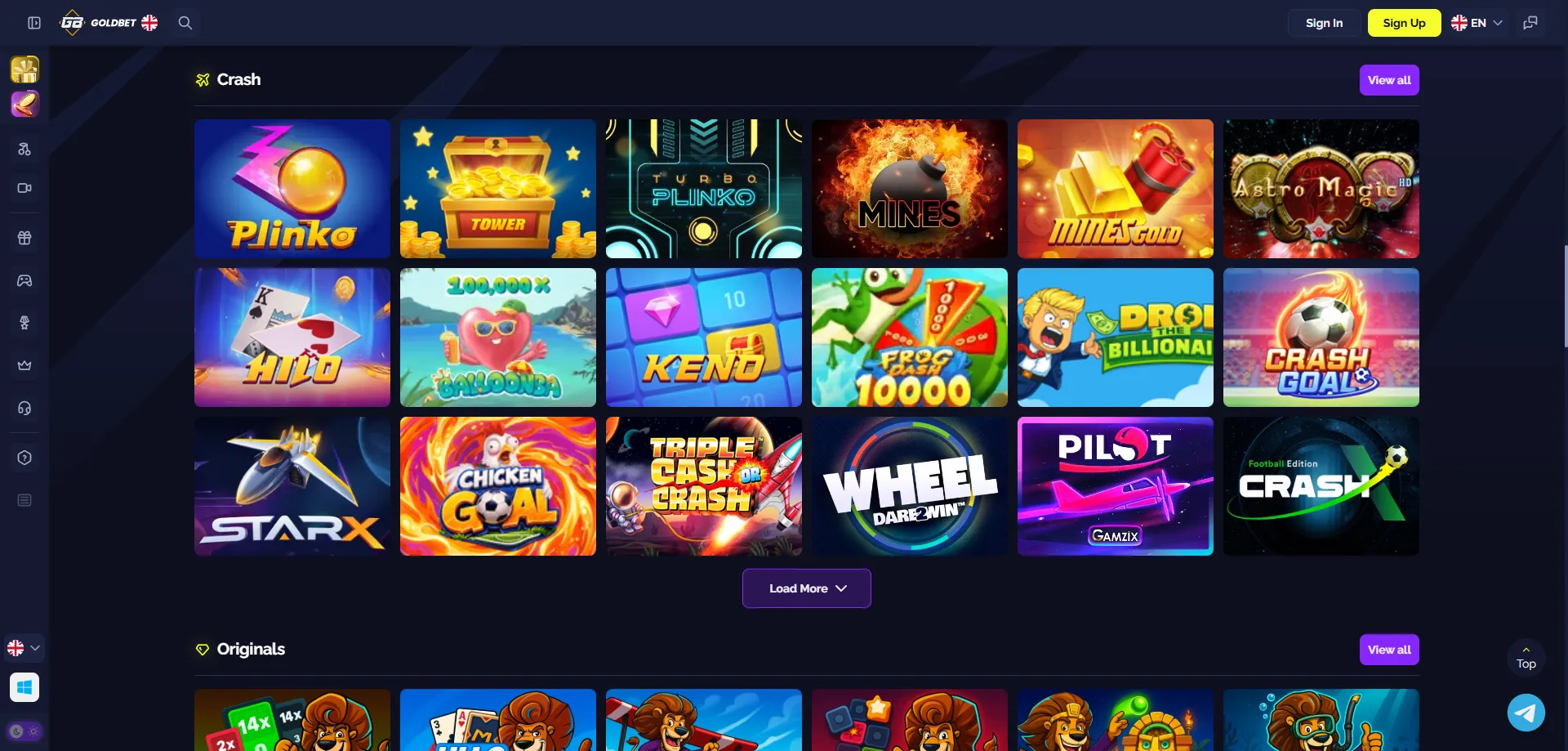 Goldbet Casino slots and live casino games — full game library India