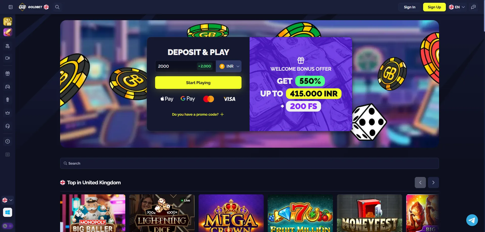 Goldbet Casino India review 2026 — welcome bonus and overview